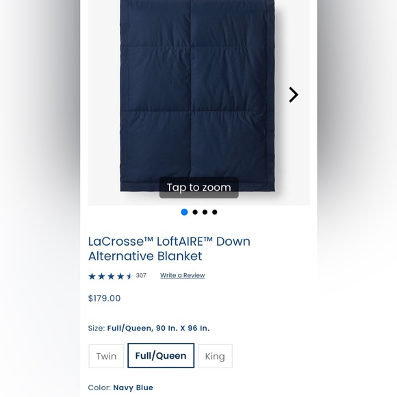 The Company Store Other - LaCrosse™ LoftAIRE™ Down Alternative Blanket Full/Queen Navy Blue !!!